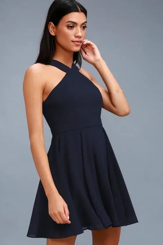 Sexy Backless Halter Mini Dress For Club Party Women
