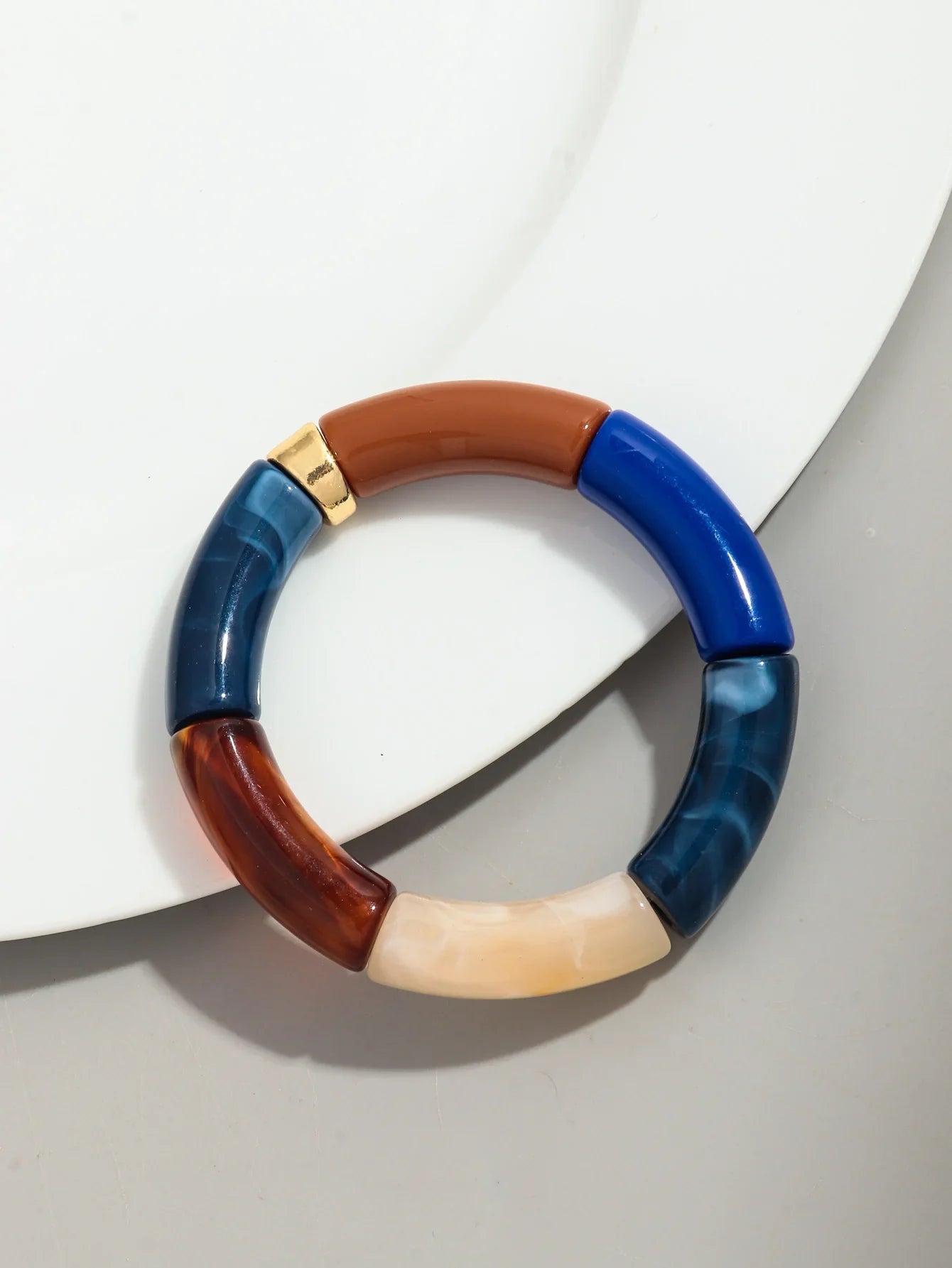 Boho Chunky Bamboo Stackable Bracelet for Women with Colorful Tube Beads and Elastic Design