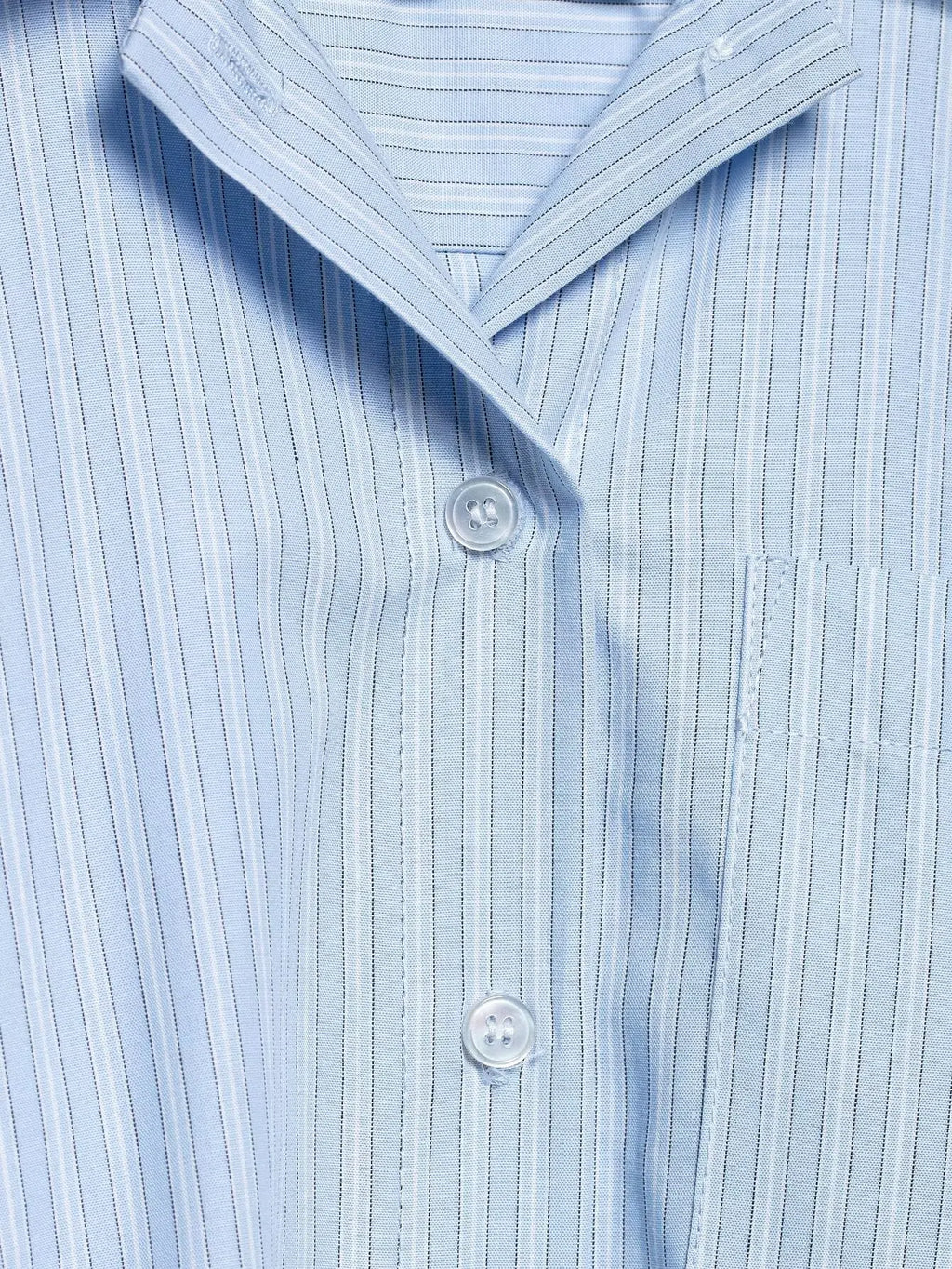 Women's Chic Two-Piece Blue Striped Long Sleeve Shirt and Front Zipper Mini Skirt Set