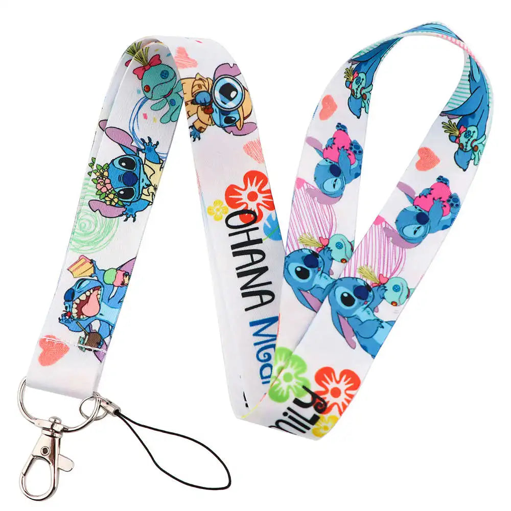Stitch Cute Cartoon Animation Lanyard for Keys ID Credit Card Pass Mobile Phone Charm Neck Strap Badge Holder