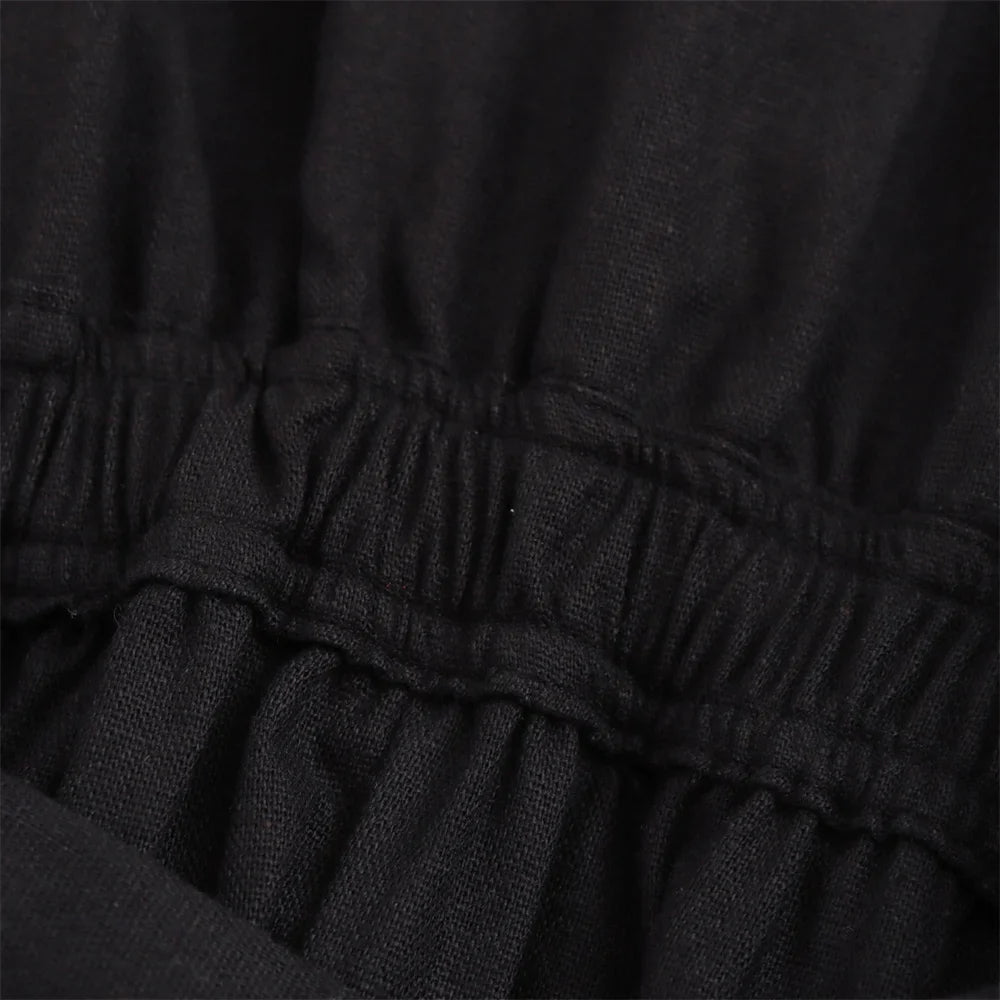 Elegant Linen Blend Belted Midi Dress Sleeveless Women