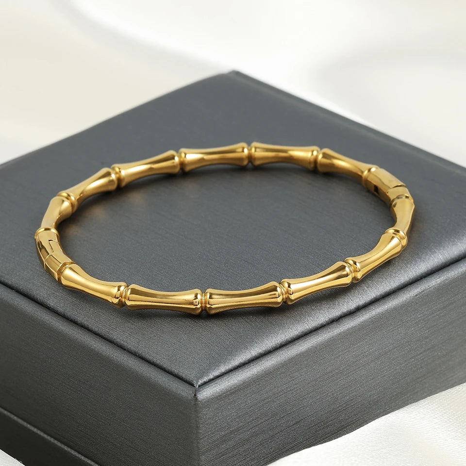 Waterproof Stainless Steel Cuff Bracelet for Women Smooth Openable Bangles Jewelry Gift