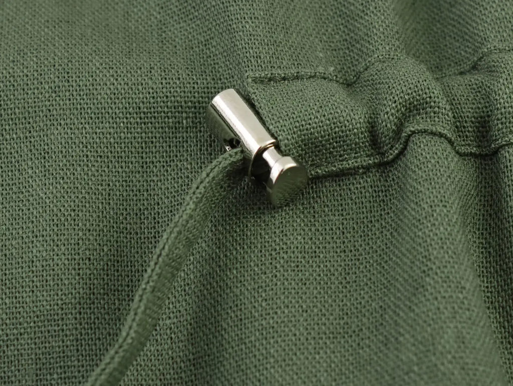 Women's Blended Lace-Up Lapel Shirt Short-Sleeve Single-Breasted Waist Pocket Casual Chic Top for Spring and Summer