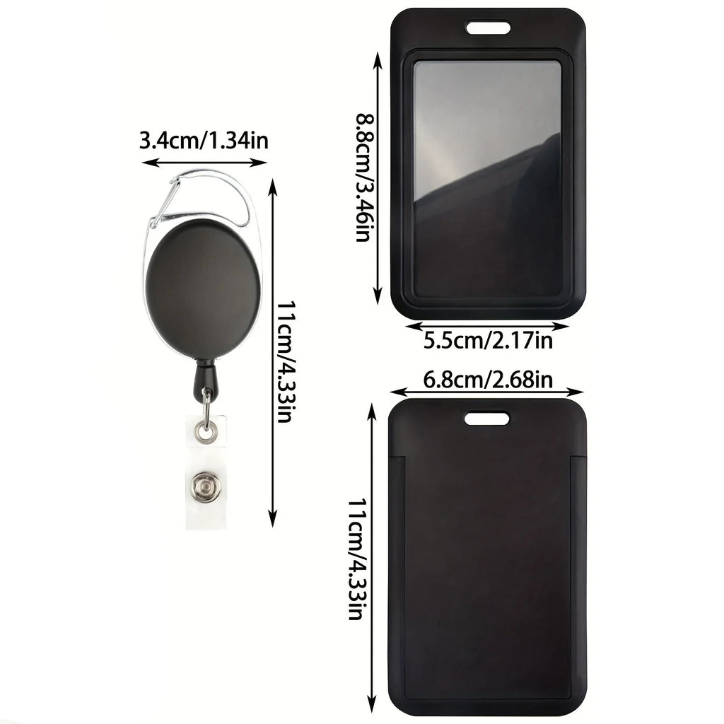 Retractable ID Badge Holder with Heavy Duty Carabiner Clip and Durable Nylon Cord for Men and Women