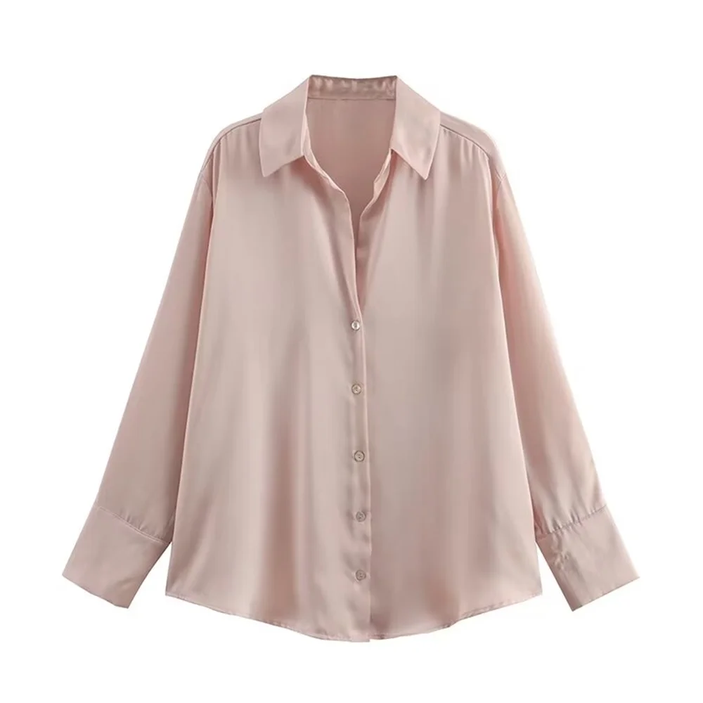 Women's Casual Loose Silk Satin Shirt with Versatile Soft Texture and Elegant Design