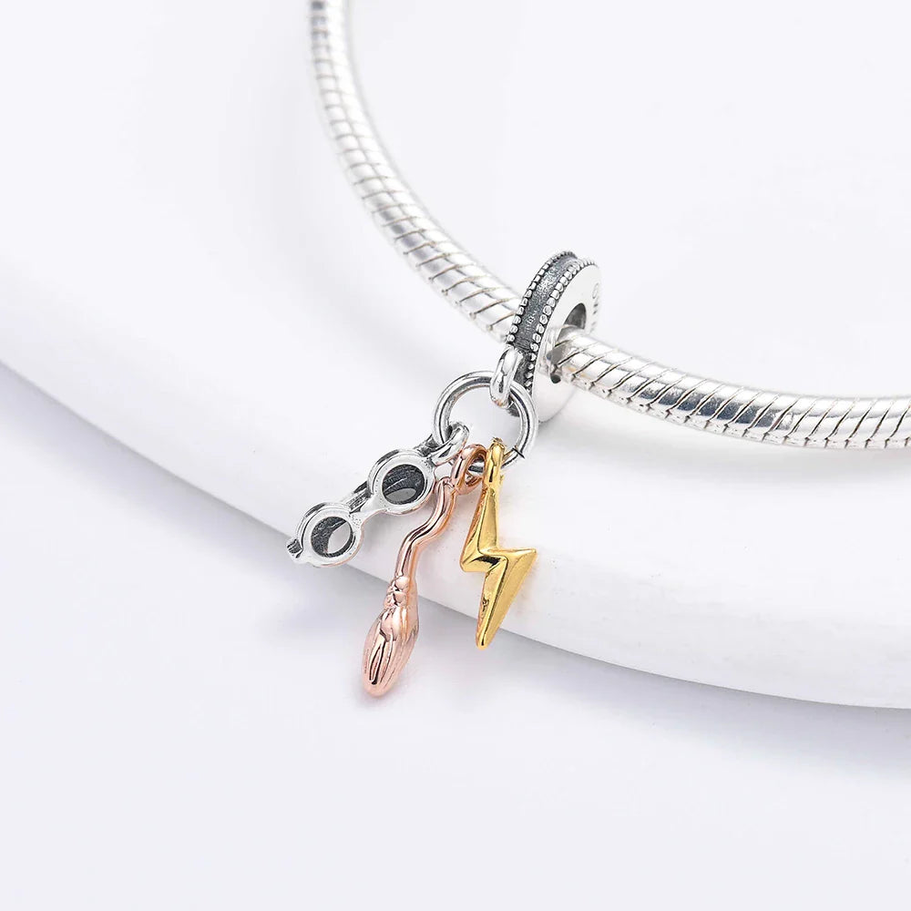 925 Sterling Silver Hat Flower Fairy Charm Bead for DIY Jewelry Bracelets and Pendants