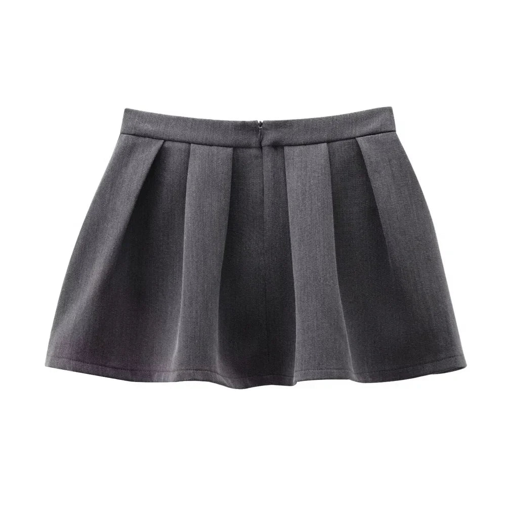 Women's Detachable Butterfly Knot Back Hanging Neck Vest with Pleated Skirt and Pants Set Spring Summer Fashion Ensemble