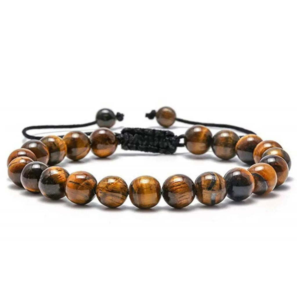 Natural Tiger Eye Lava Rock Beaded Bracelet Set for Men - Handmade Protection Gift
