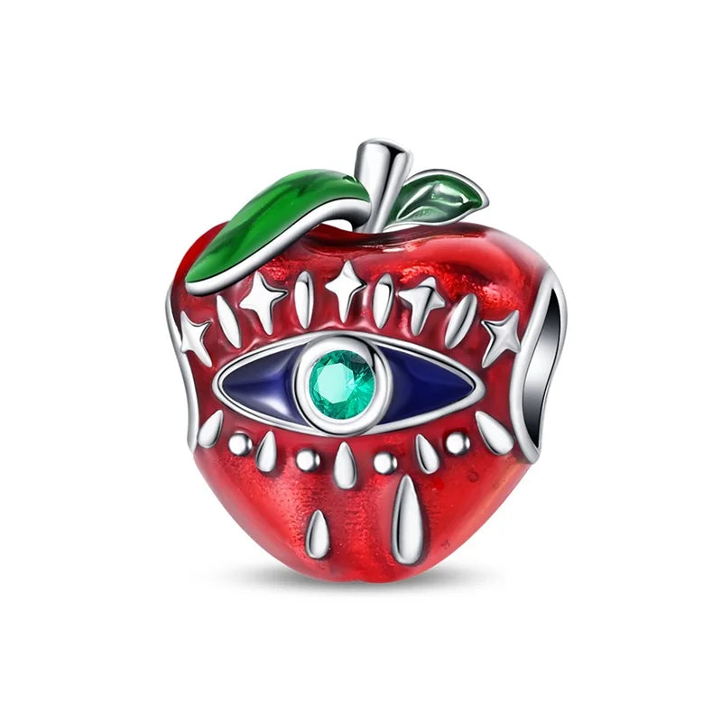 925 Silver Red Charms Beads for DIY Jewelry Bracelets Featuring Strawberry Ladybird and Lipstick Design