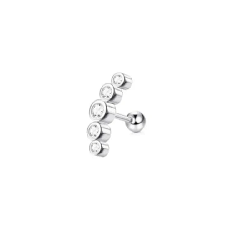 16G Stainless Steel Screw Back Stud Earrings with Cubic Zirconia for Cartilage Conch Helix Ear Piercing