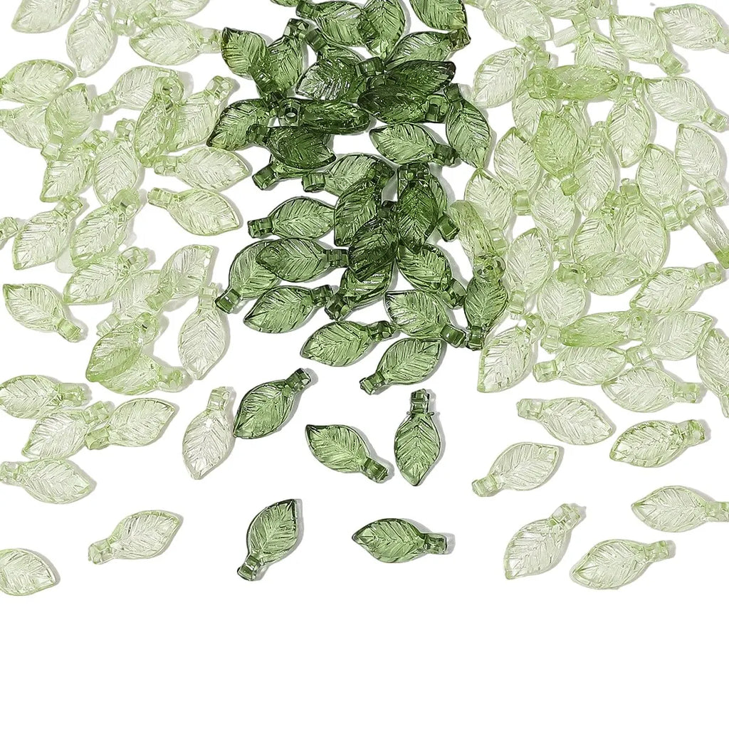 100 Pieces Mini Acrylic Tree Leaf Beads for DIY Handmade Jewelry Necklaces and Earrings Accessories