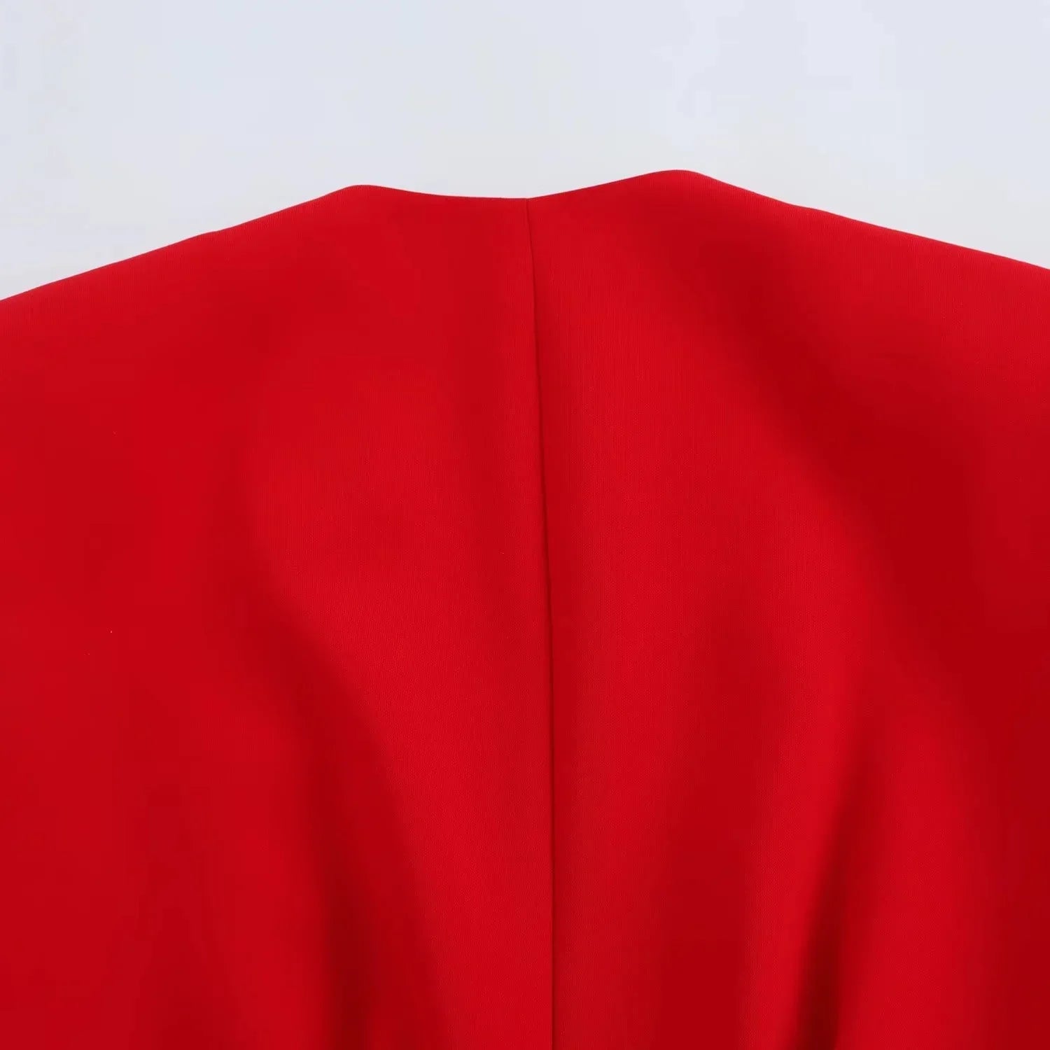 Red Vest Blazer Set For Office Lady With Wide Leg Pants