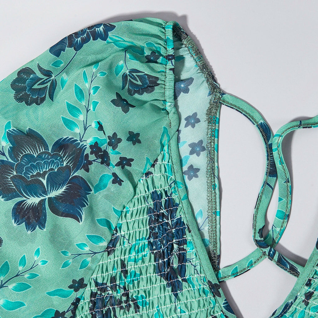 Boho Floral Summer Maxi Dress For Women Beach Wrap Dress