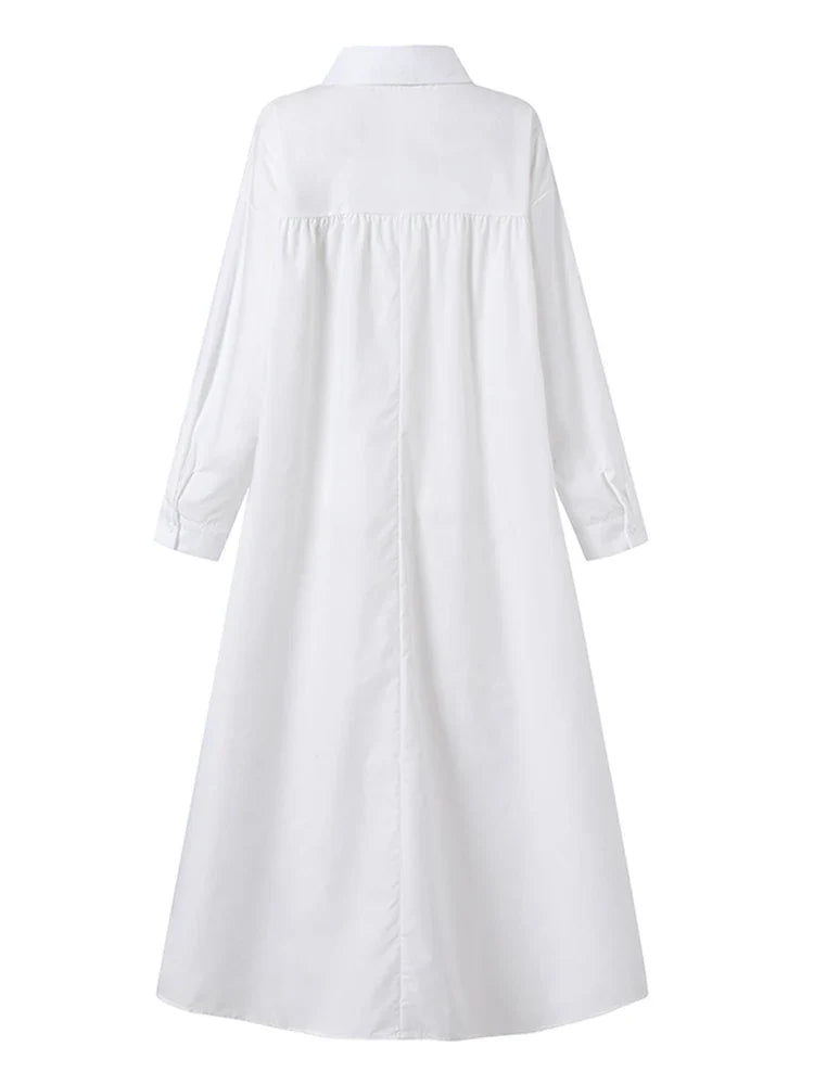 Womens Long Sleeve Maxi Dress With Button Front Pockets