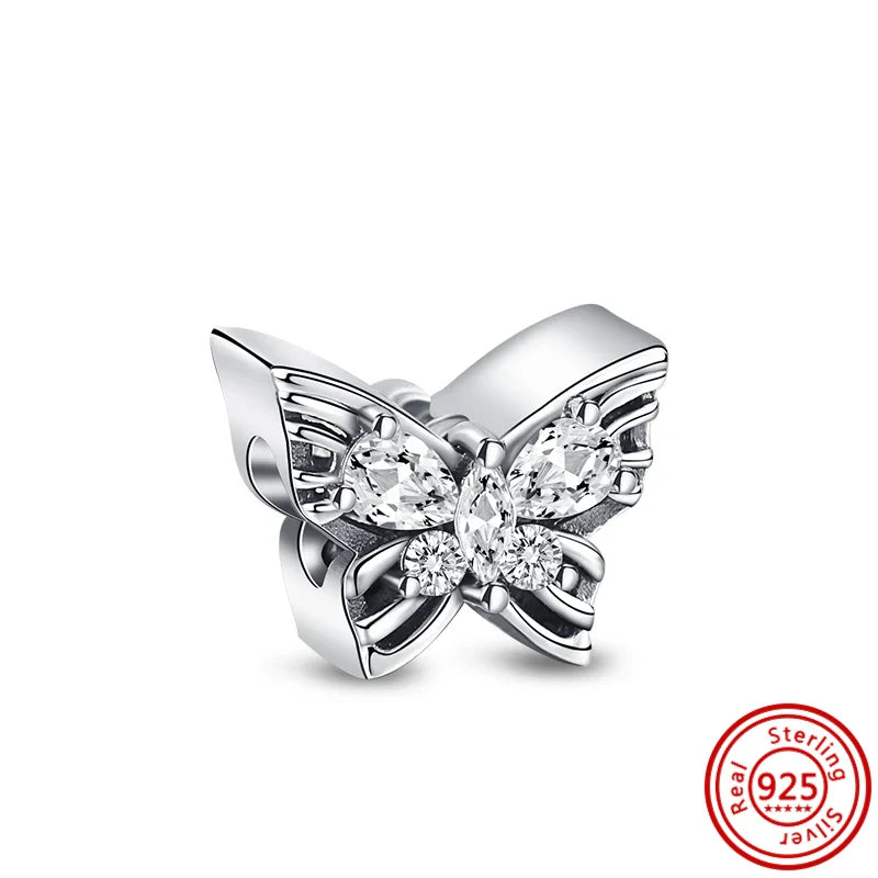 Fit Pantaro Peacock Cake Teeth Butterfly Crown S925 Silver Charms Beads Fine Jewelry for Women Gift