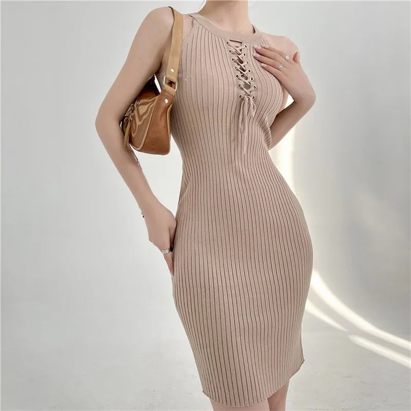 Bandage Dress Women Knitted Bodycon Mini Dress Summer Party