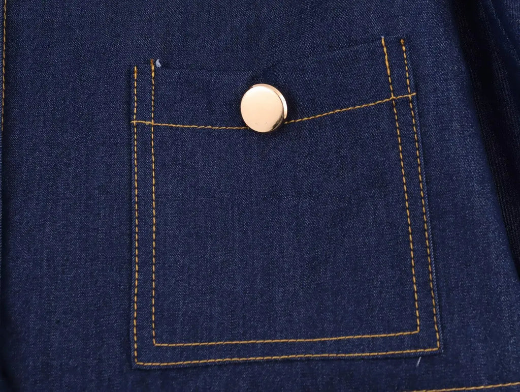 Women Fashion Denim Jacket and Jeans Set with Pockets Stylish Two Piece Outfit