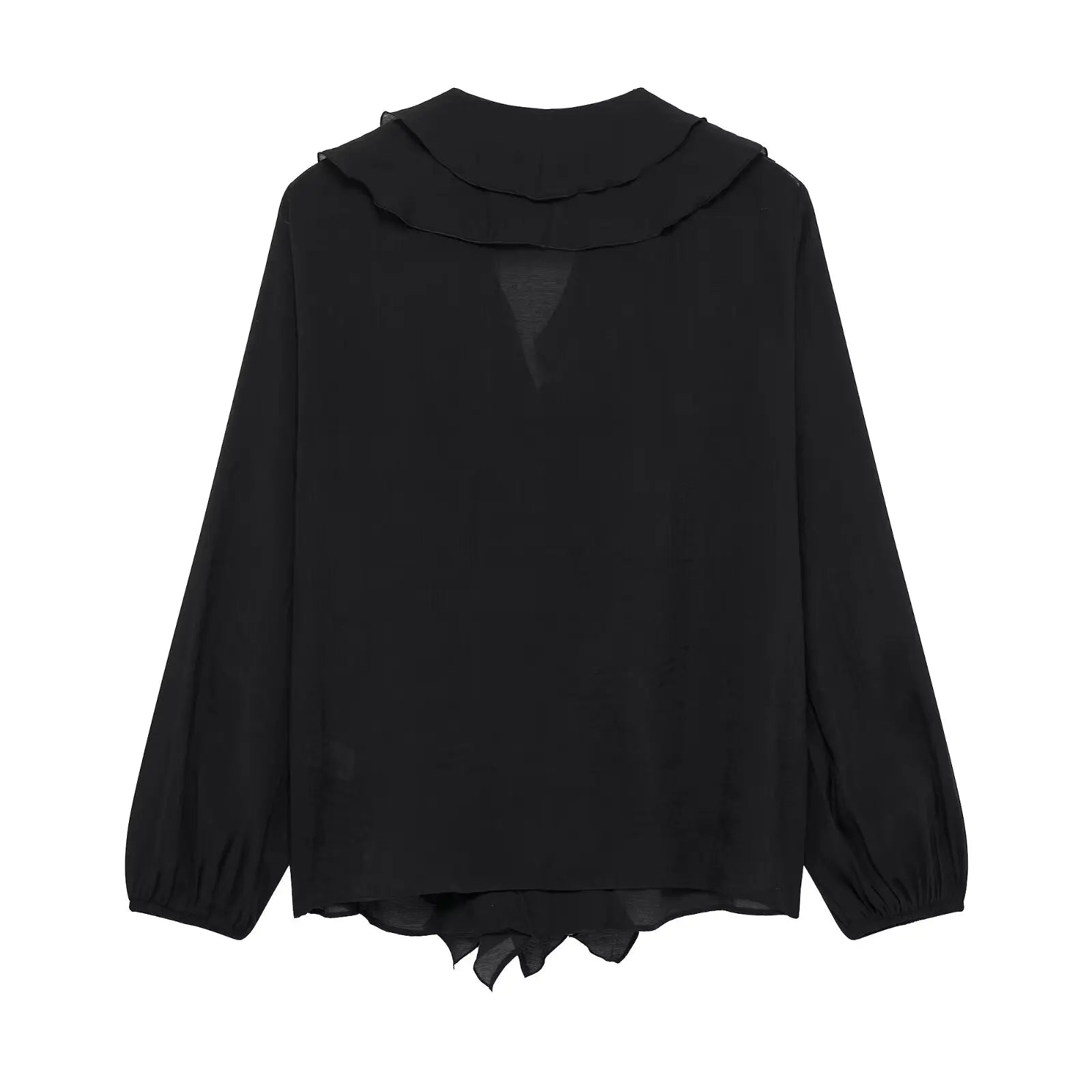 Laminated V Neck Long Sleeve Casual Shirt for Women with Versatile Temperament and Elegant Fit