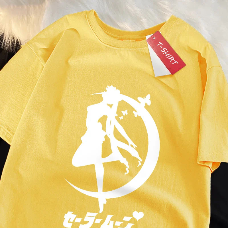 Sailor Moon Themed Couple T Shirts for Women and Men Soft Cotton Short Sleeve Tees for Casual Wear