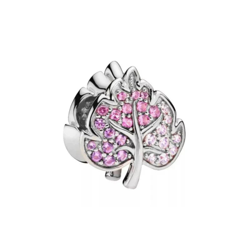 Sparkling Pink Cherry Blossom Daisy Charm Beads for 925 Silver Bracelet DIY Women's Jewelry Gifts
