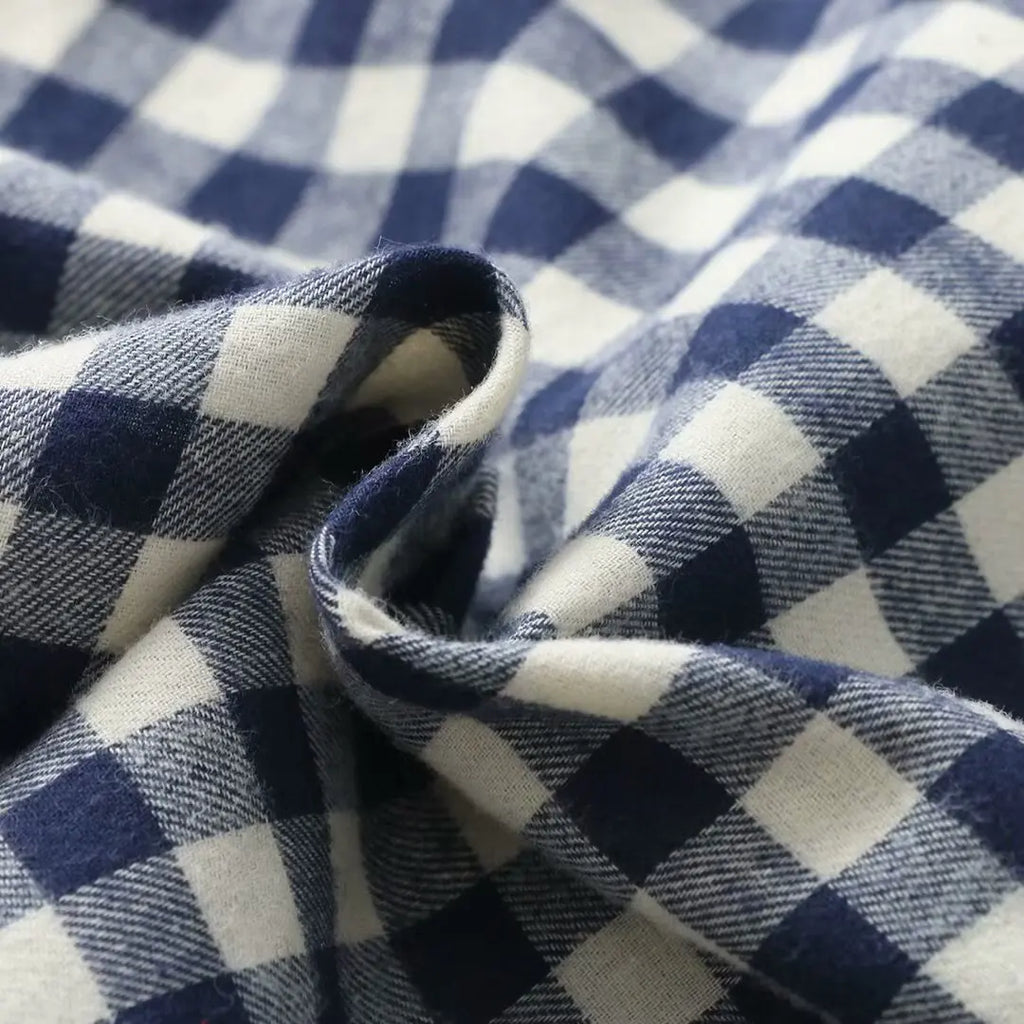 Heavy Embroidered Retro Plaid Shirt with Classic All-Match Design and Vintage Charm