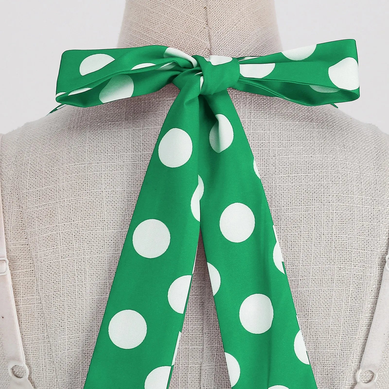 Retro Polka Dot Lace Up Backless Dress With Swing Puff