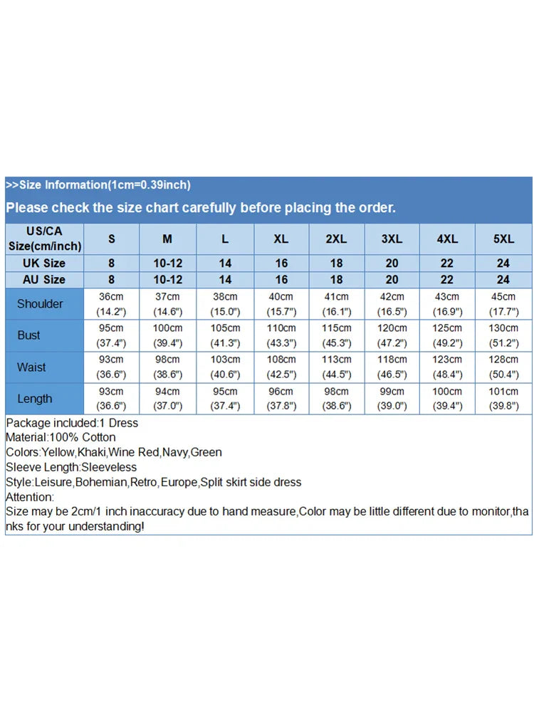 Casual Cotton Sundress For Women Sleeveless Summer Dress