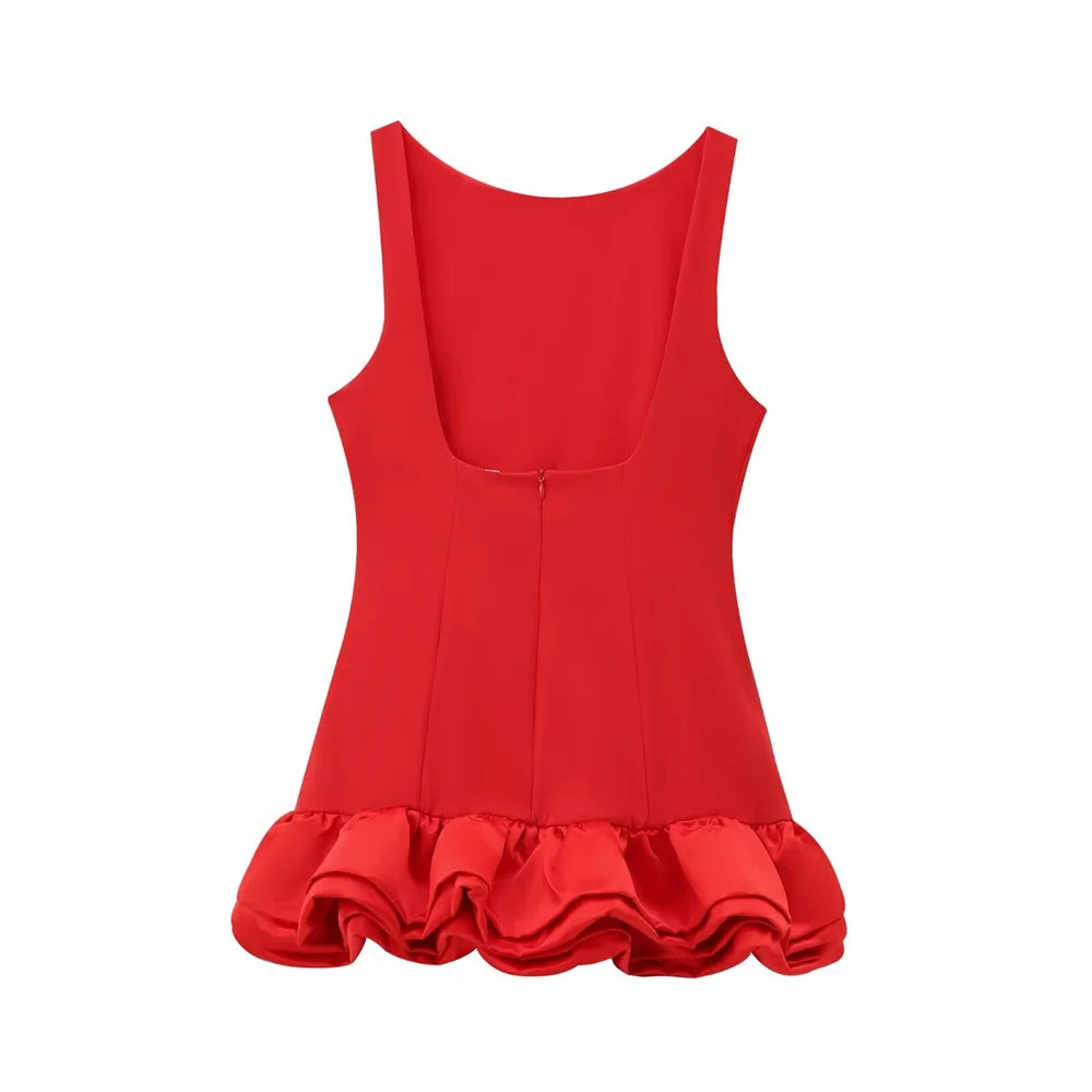 Sleeveless Camisole Dress With Layered Skirt For Autumn