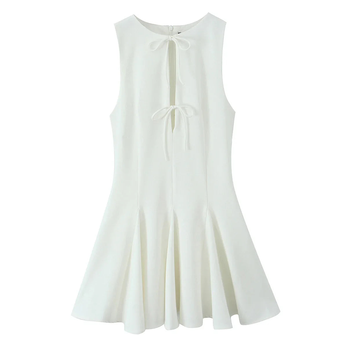 Sexy Bow Pleated Sleeveless Mini Dress For Summer Women