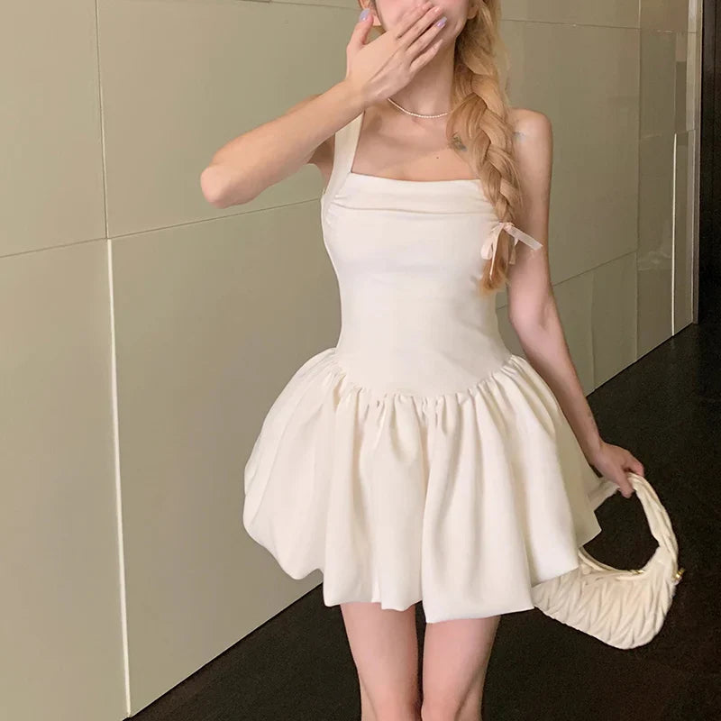 Cutecore Party Suspender Bubble Dress With Ruched Waist