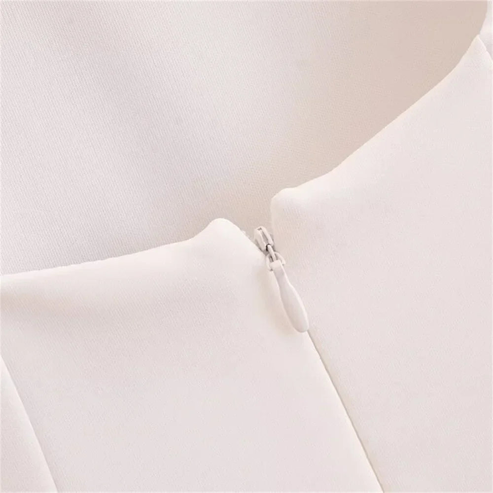 White Sleeveless Mini Dress for Women Elegant Autumn Fashion