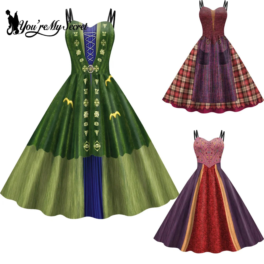 Halloween Witch Costume Backless Gothic Dress For Cosplay