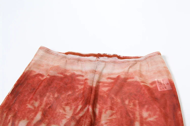 See Through Women 2 Piece Set Sexy Print Crop Top and Leggings Matching Summer Outfit