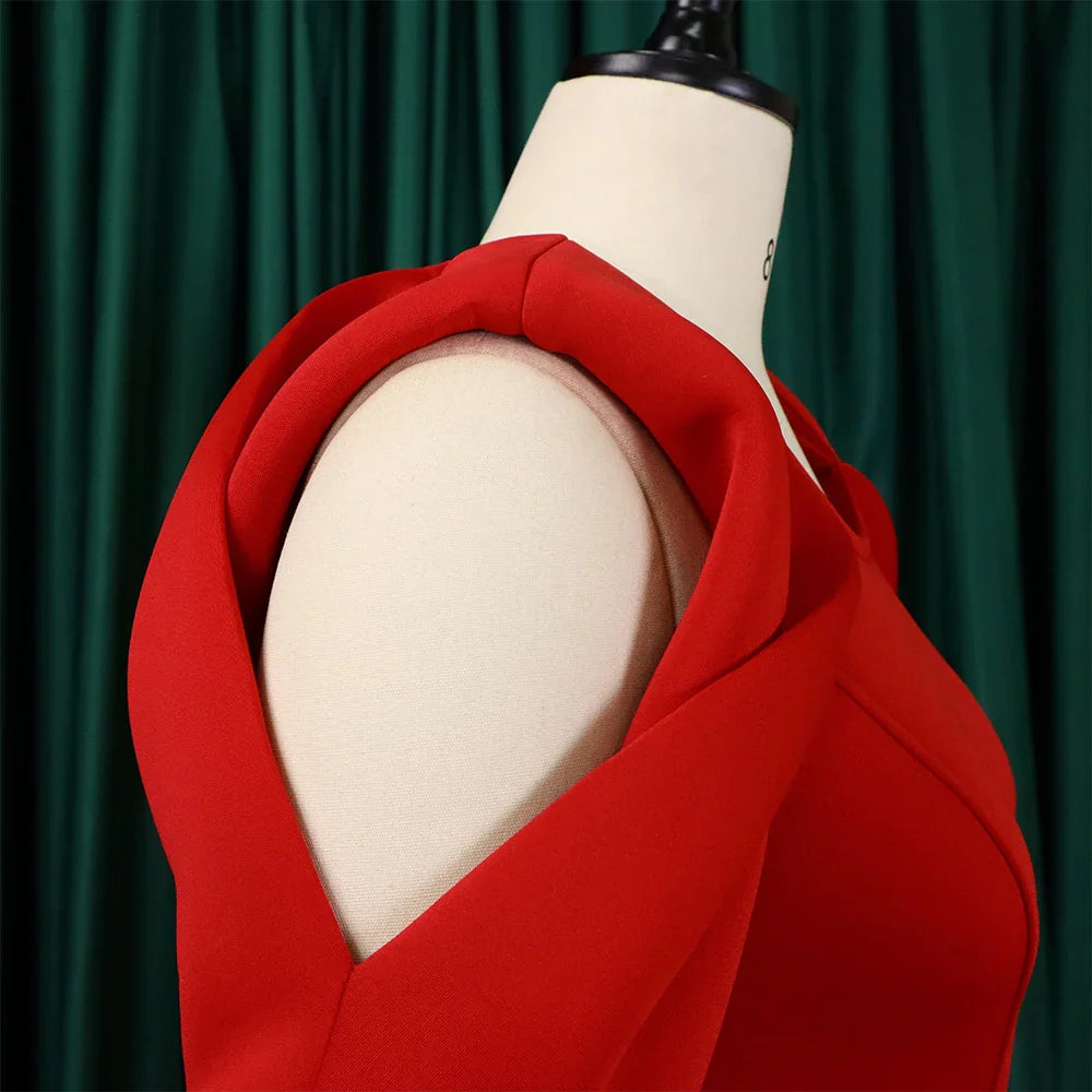 Elegant Cold Shoulder O Neck Dress For Women Mid Calf Party