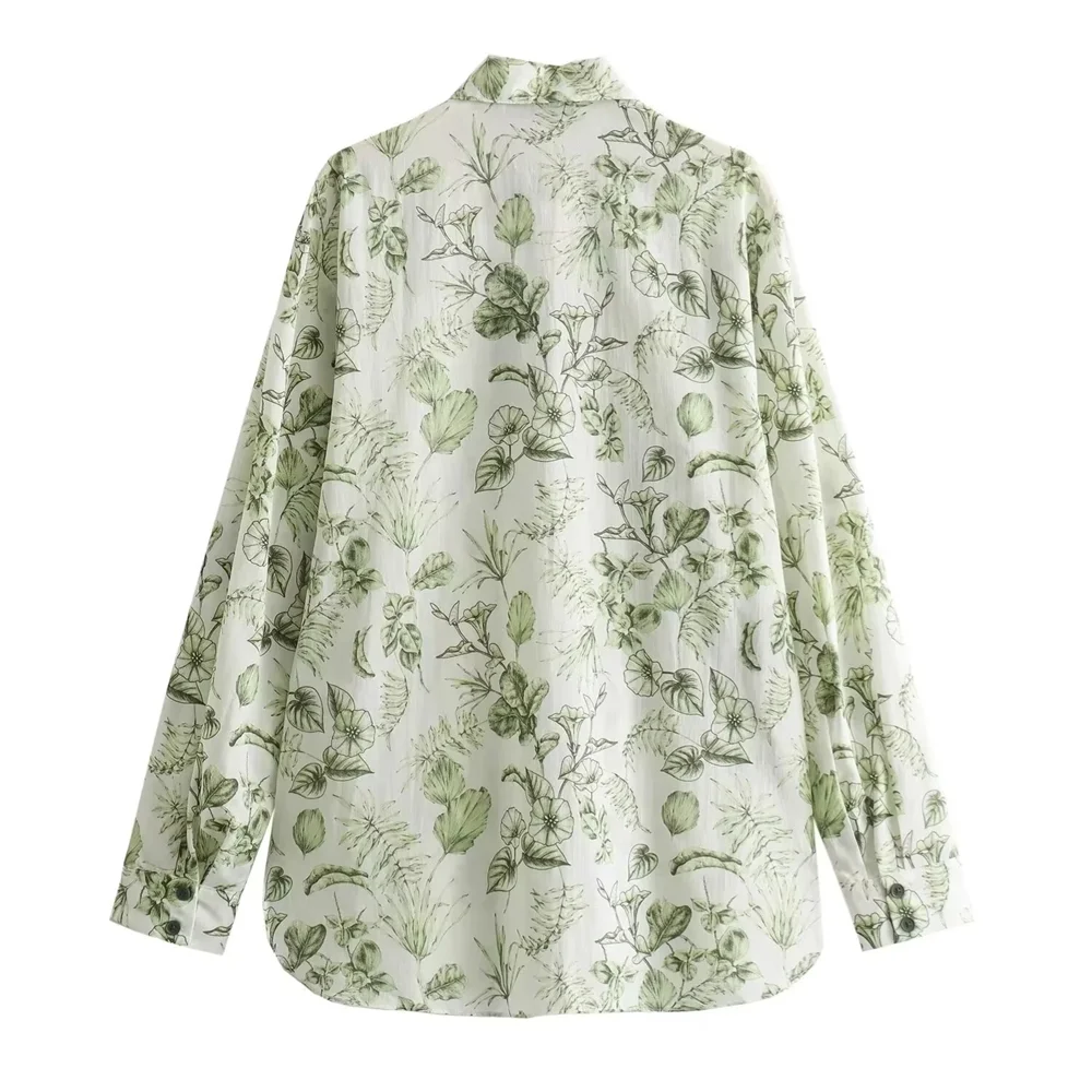 Casual Loose Printed Shirt and Wide Leg Pants Set for Women