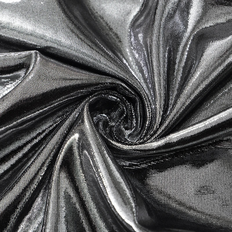 Metallic V Neck Backless Pleated Mini Dress For Women