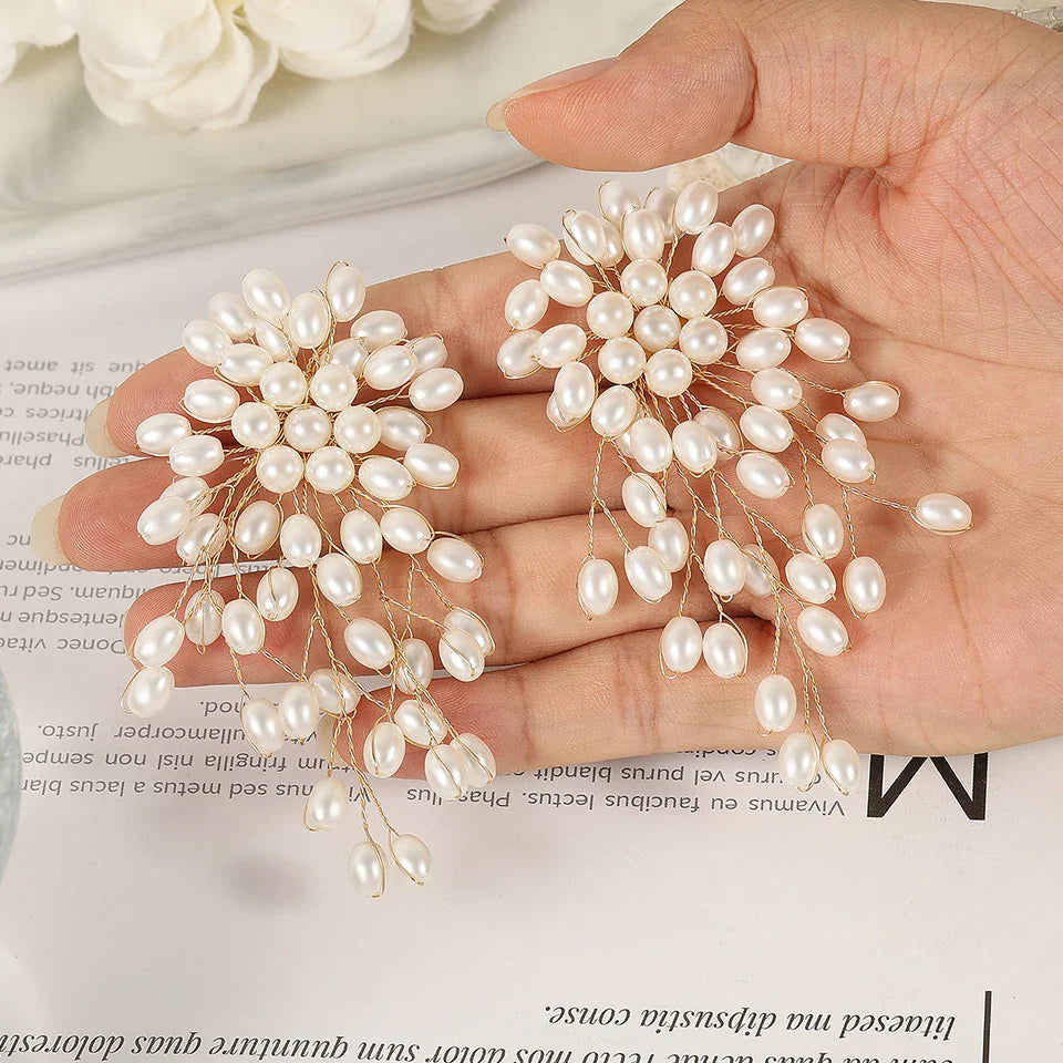 Elegant Imitation Pearl Flower Earrings for Bridal Wedding and Party Jewelry