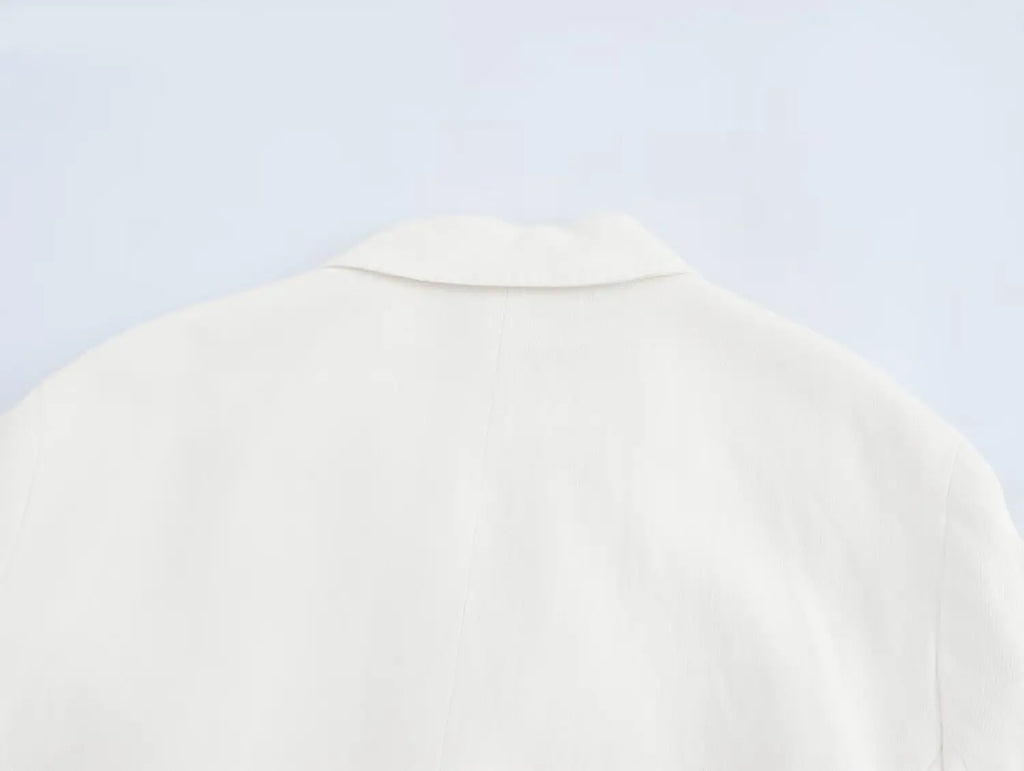 Women's Casual Chic Blended Suit Jacket and Straight Trousers Set for Spring and Summer