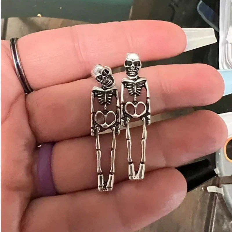 Halloween Skull Skeleton Dangle Earrings for Women Fashion Punk Charm Ghost and Spider Web Jewelry Gift