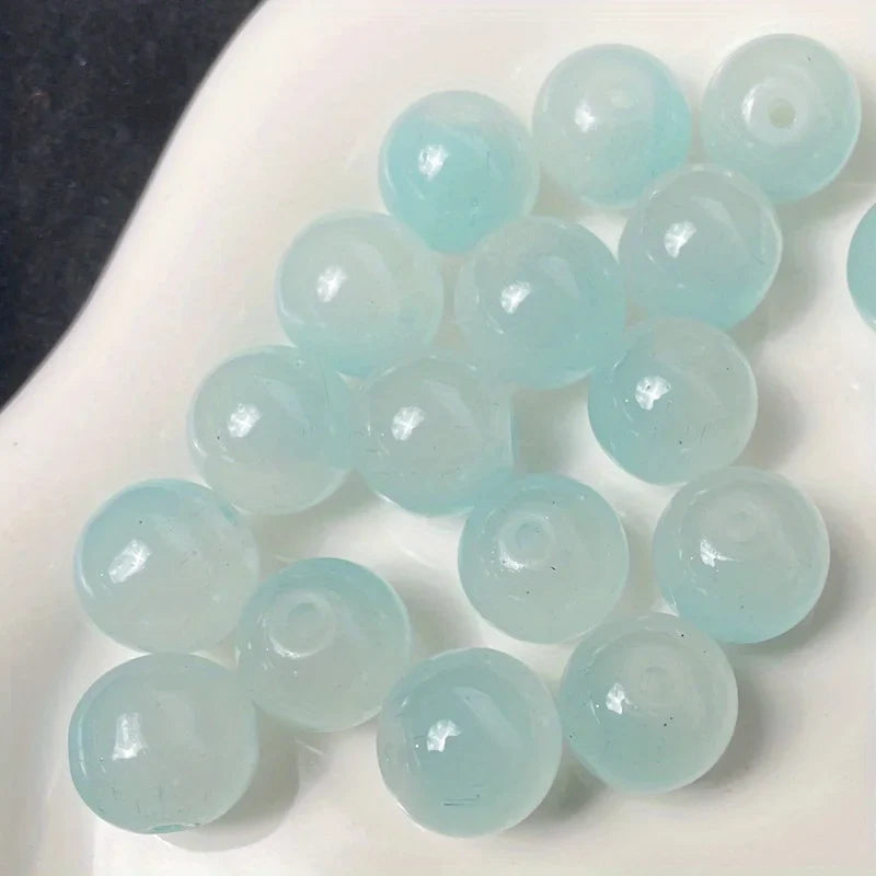 8mm Dual Color Glass Loose Beads for DIY Jewelry Making 50pcs Sweet Style Decorative Beads