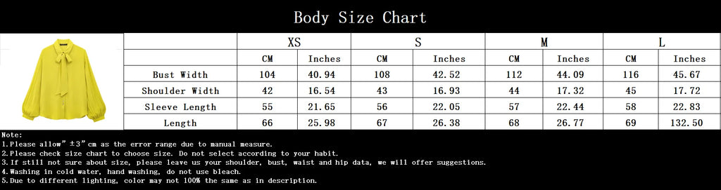 Yellow Chiffon Loose Fit Long Sleeve Shirt for Women with Bow Tie and Button Detail Casual Office Blouse