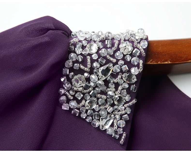 Purple Embroidered A Line Dress For Office And Party