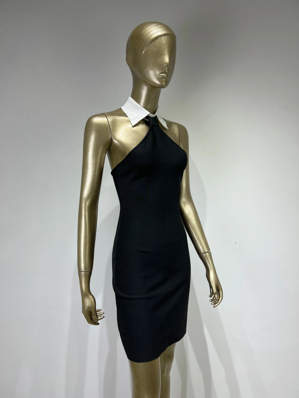 Patchwork Backless Mini Bandage Dress For Evening Party