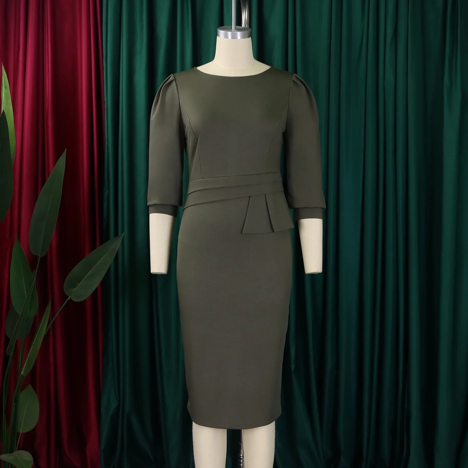 Elegant Office Dress For Women O Neck Half Sleeve Sheath