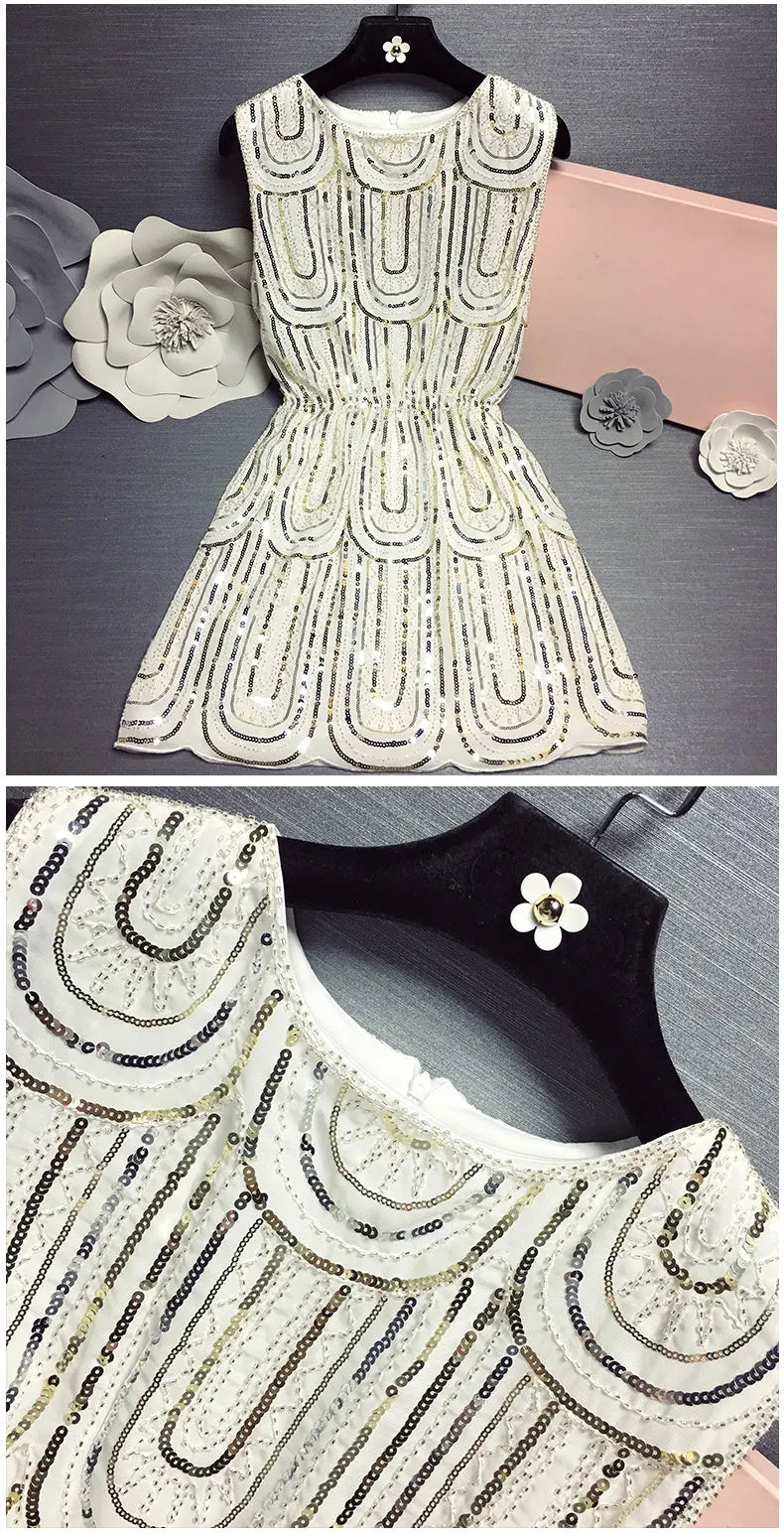 Sequin Mini Dress For Women Sleeveless Party Dress Casual