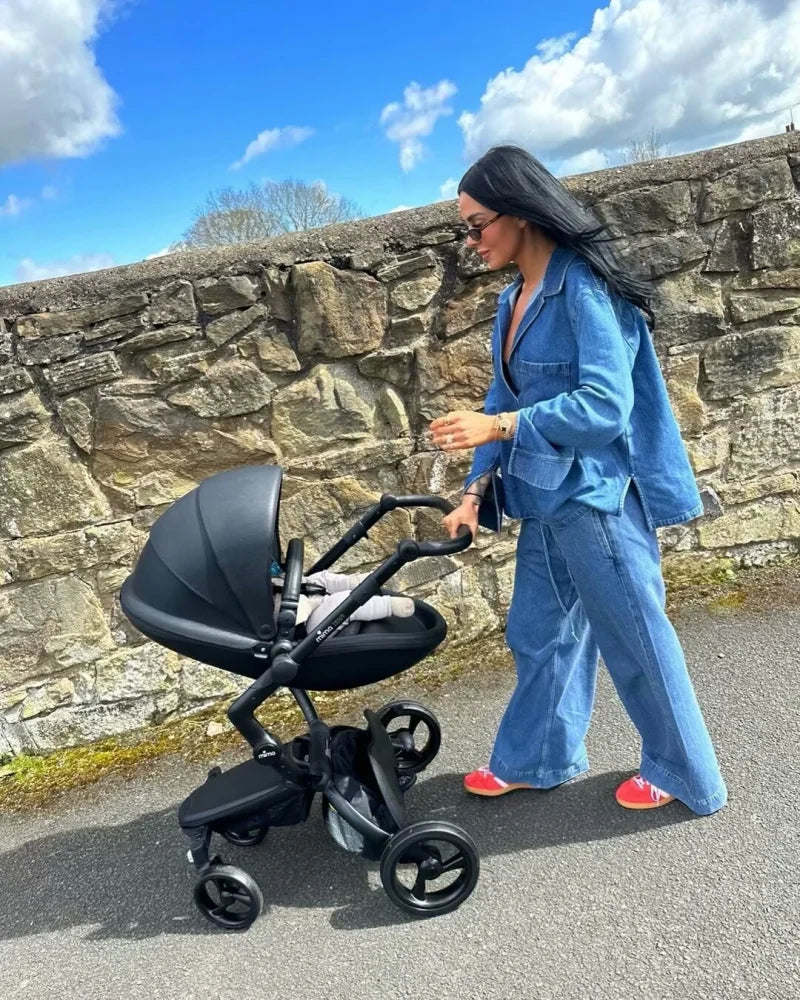 Casual Open Collar Denim Top with Pocket and Loose Wide Leg Drawstring Waist Denim Pants Two Piece Set for Women