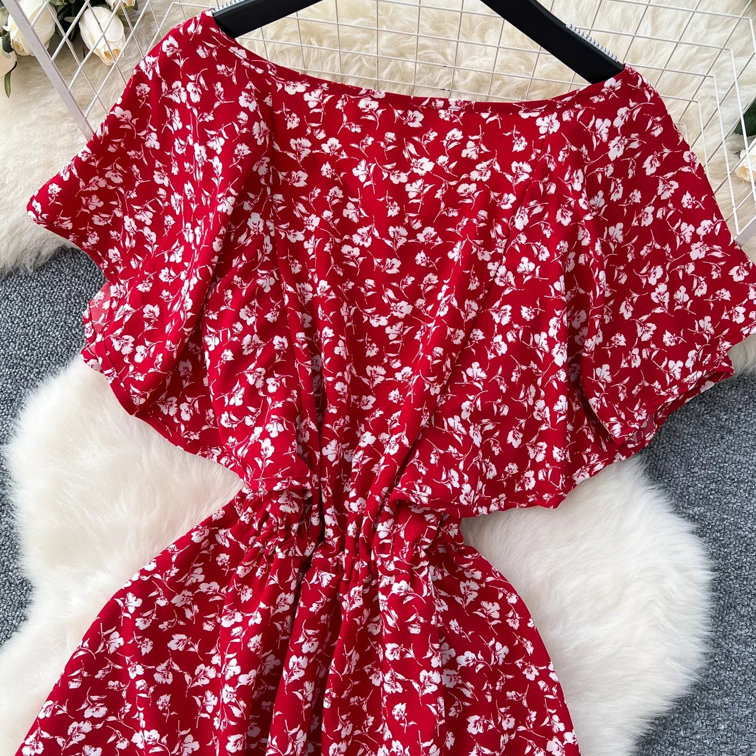 Floral Print Sundress V Neck A Line For Summer Party