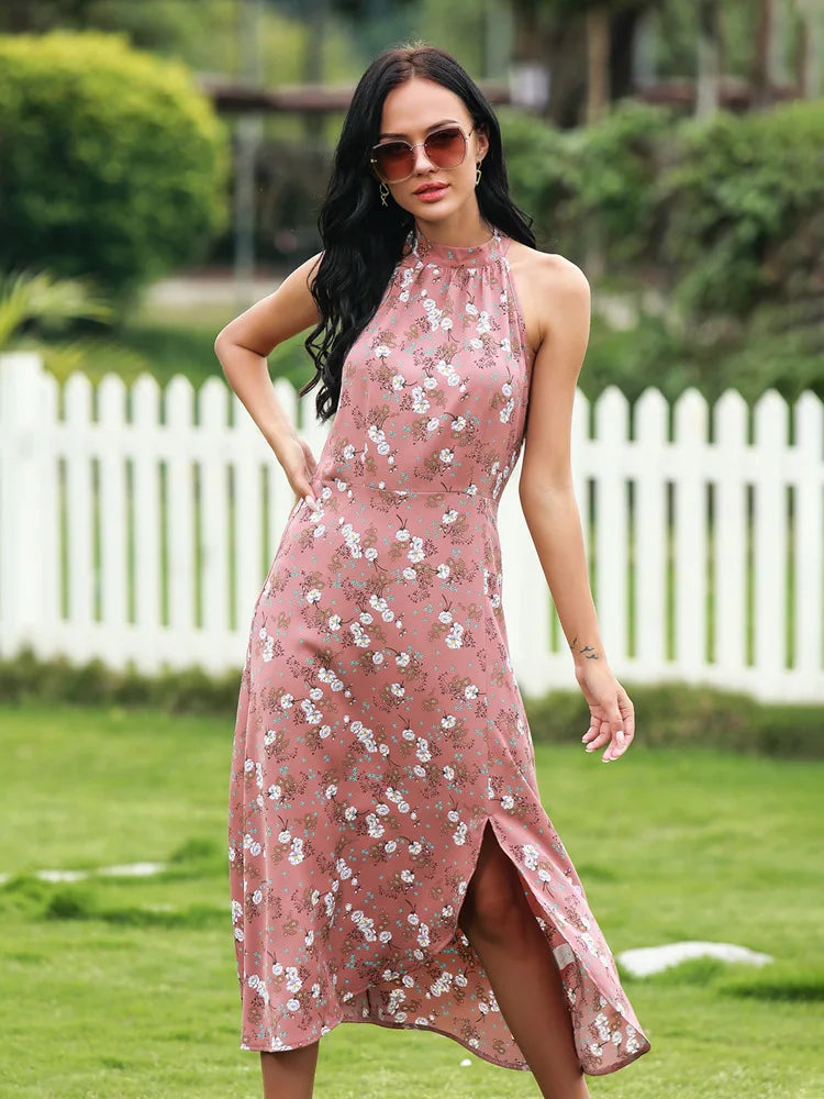 Floral Sleeveless Sundress For Beach And Summer Casual