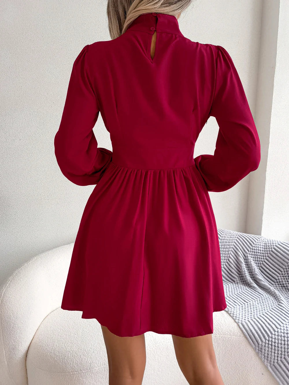 A Line Dress For Women Hollow Out Long Sleeve Elegant
