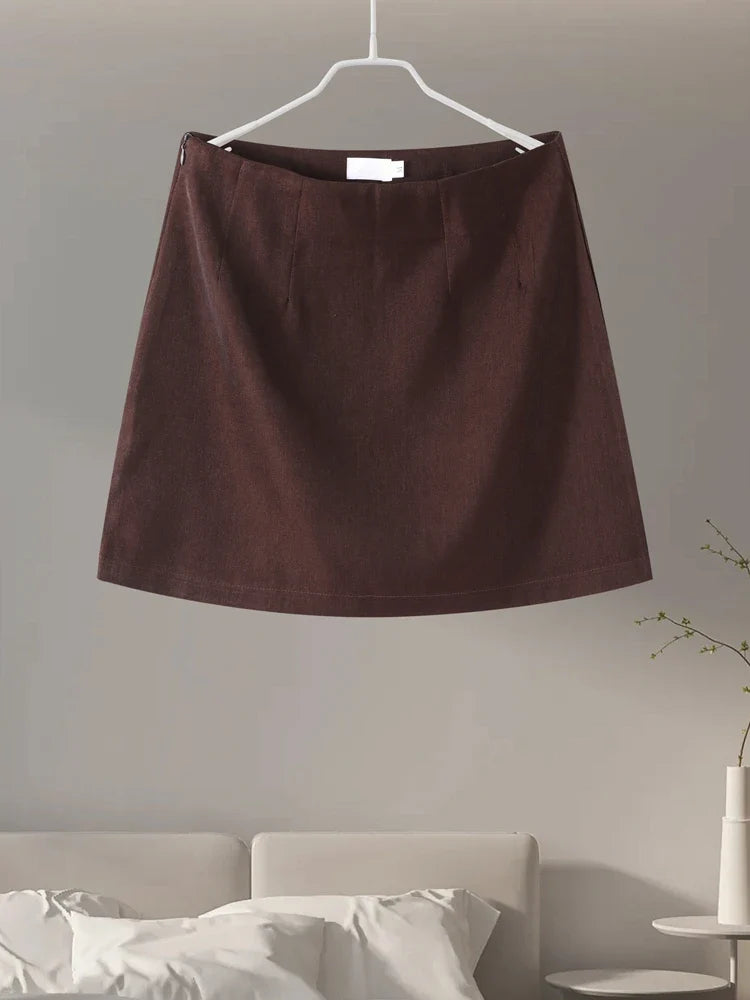 Elegant Women Blazer and Mini Skirt Set with Shoulder Pads Cinched Waist Suit Jacket and A-line Skirt Two-Piece Office Outfit